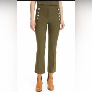 10 Crosby Derek Lam Olive Green Sailor-Button Bootcut Pants
